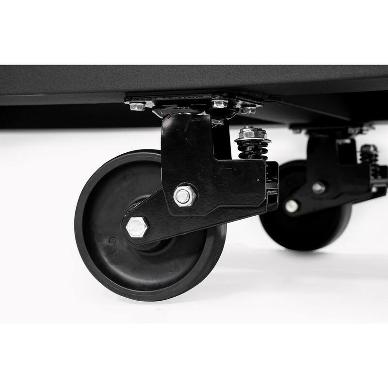 Husky Almacenamiento de herramientas resistente 96 pulgadas de ancho x 24 pulgadas de profundidad Gabinete de banco de trabajo móvil negro mate con parte superior de acero inoxidable - HOTC9624BB1M