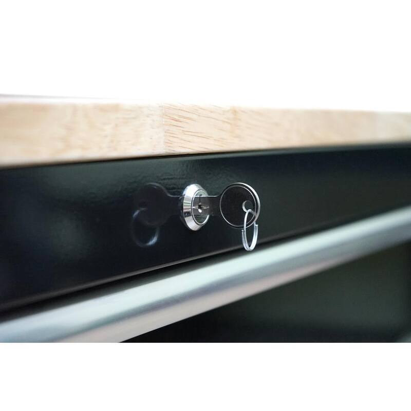 Almacenamiento de herramientas Husky de 46 pulgadas de ancho x 51 pulgadas de profundidad Gabinete de banco de trabajo móvil negro de servicio estándar con mesa de extensión completa de longitud completa - HOTC4609B15M