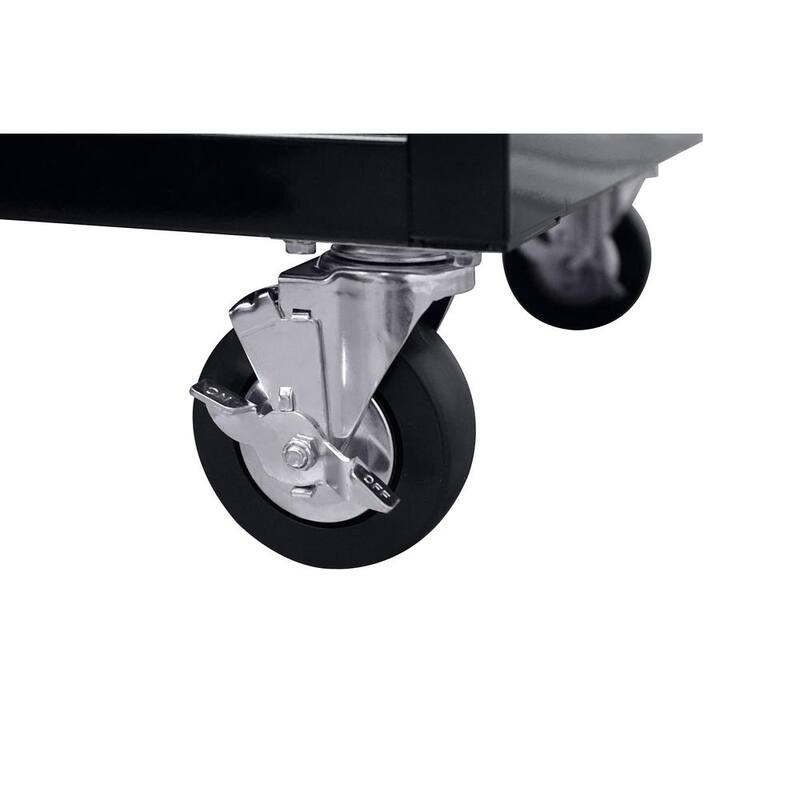 Almacenamiento de herramientas Husky de 46 pulgadas de ancho x 51 pulgadas de profundidad Gabinete de banco de trabajo móvil negro de servicio estándar con mesa de extensión completa de longitud completa - HOTC4609B15M