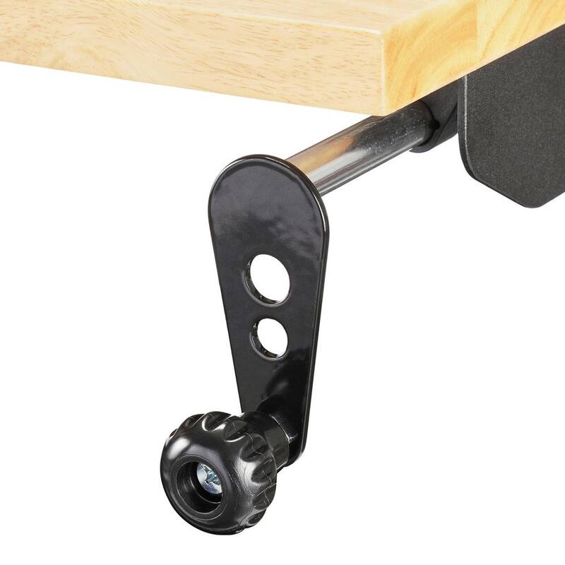 Gabinete de banco de trabajo móvil Husky de 62 pulgadas de ancho con altura ajustable y parte superior de madera - HOLC6214BB1MYS