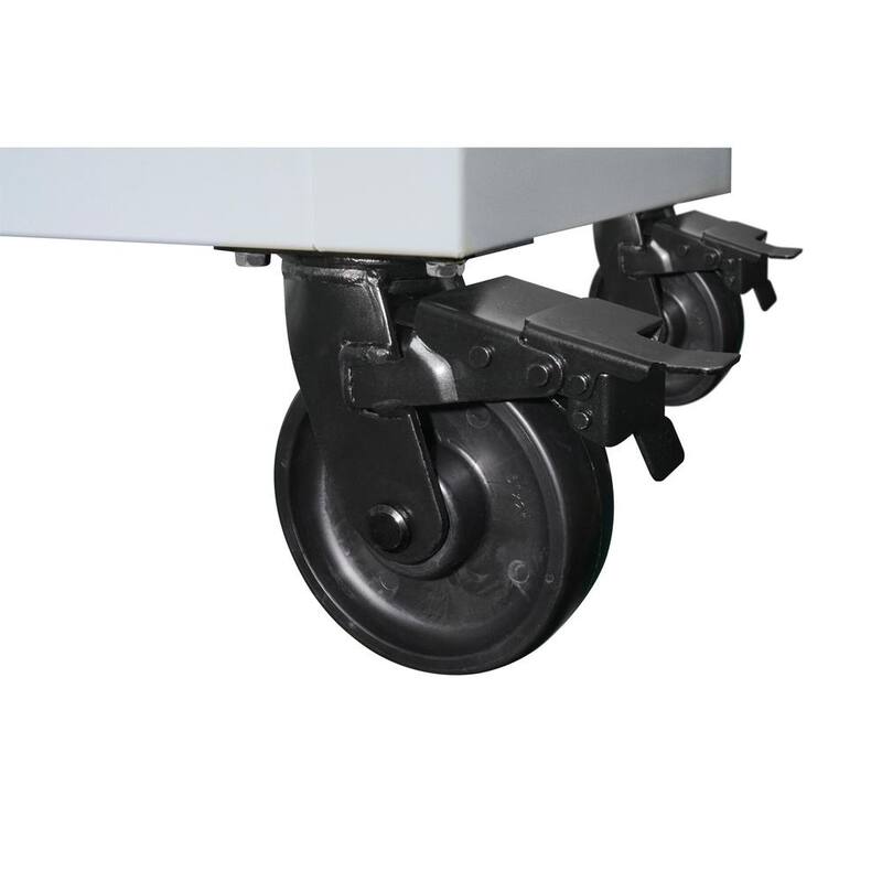 Almacenamiento de herramientas Husky 72 pulgadas de ancho x 24 pulgadas de profundidad 18 cajones Banco de trabajo móvil de altura ajustable de servicio pesado en gabinete blanco mate - HOLC7218BT1M