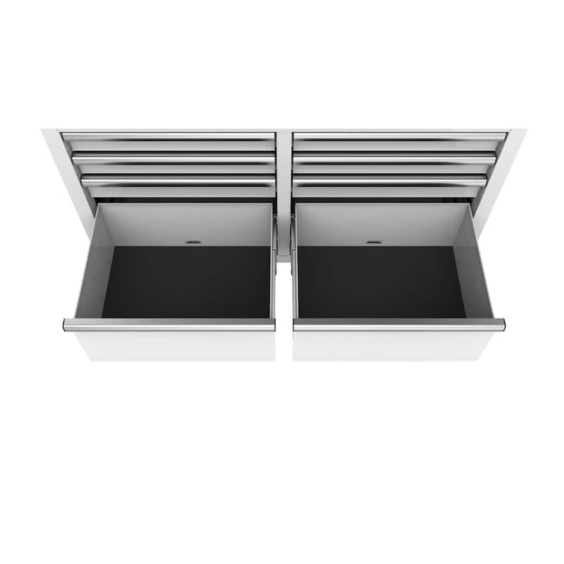 Almacenamiento de herramientas Husky 46 pulgadas de ancho x 18 pulgadas de profundidad 9 cajones gabinete de banco de trabajo móvil brillante blanco - H46X18MWC9WHT.