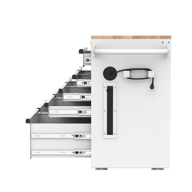 Almacenamiento de herramientas Husky 46 pulgadas de ancho x 18 pulgadas de profundidad 9 cajones gabinete de banco de trabajo móvil brillante blanco - H46X18MWC9WHT.