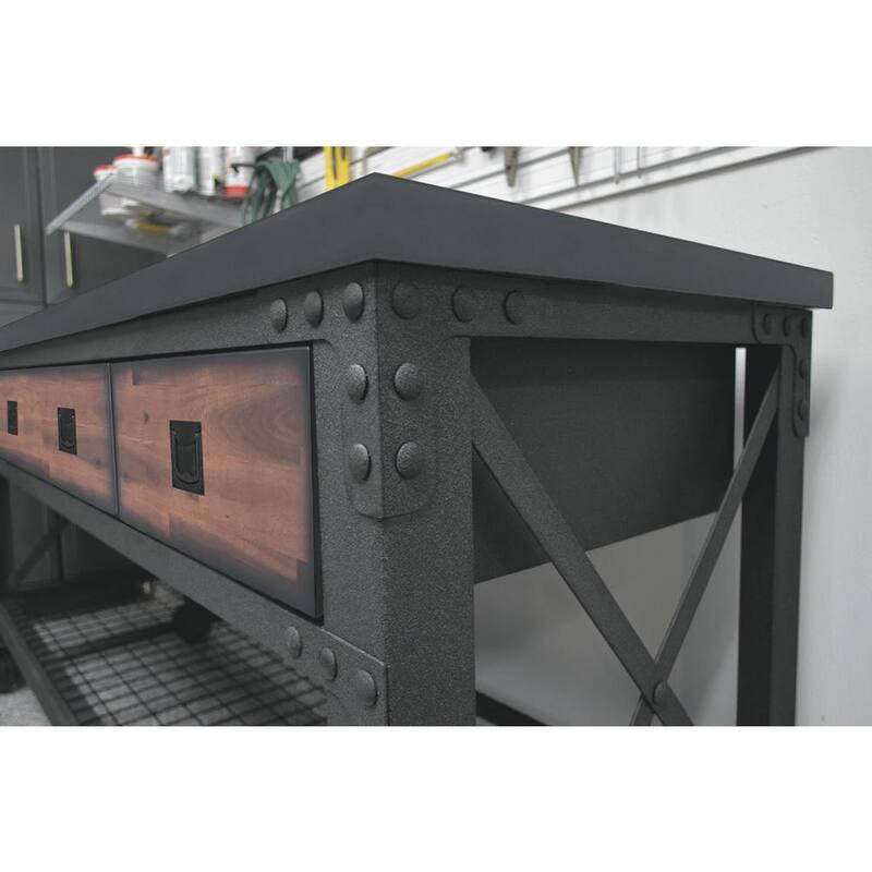 Duramax Building Products 72 pulgadas de ancho x 24 pulgadas de profundidad 3 cajones Rodante Gabinete de banco de trabajo móvil industrial con tapa de madera - 68001