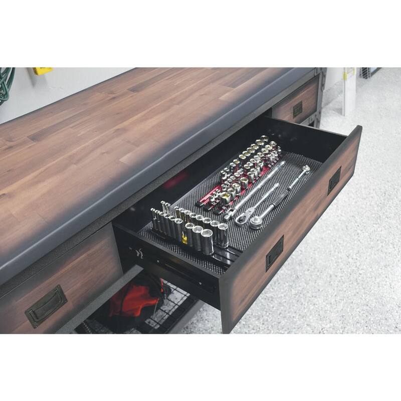 Duramax Building Products 72 pulgadas de ancho x 24 pulgadas de profundidad 3 cajones Rodante Gabinete de banco de trabajo móvil industrial con tapa de madera - 68001