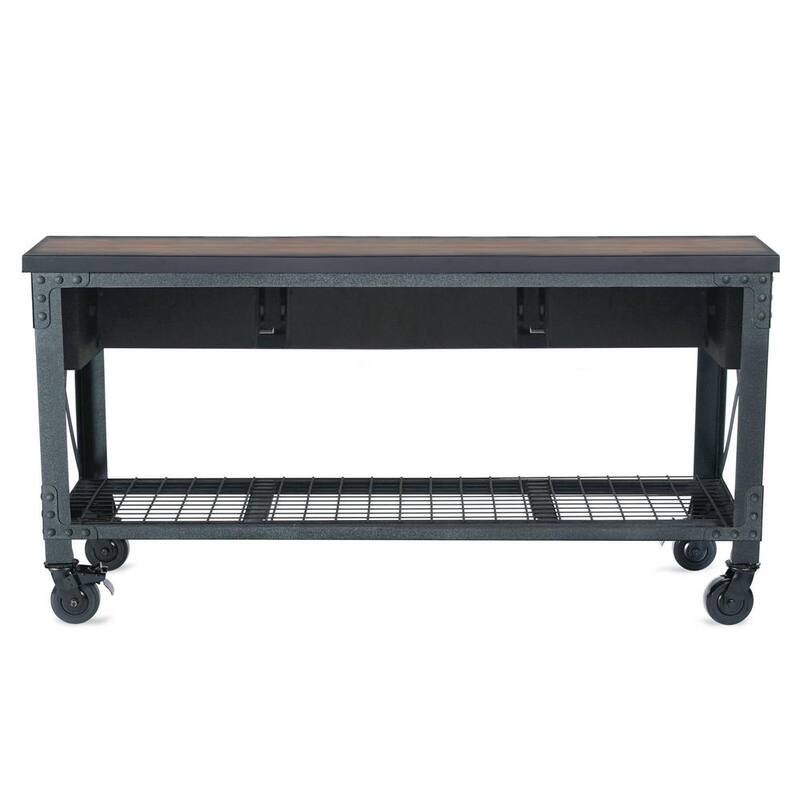 Duramax Building Products 72 pulgadas de ancho x 24 pulgadas de profundidad 3 cajones Rodante Gabinete de banco de trabajo móvil industrial con tapa de madera - 68001