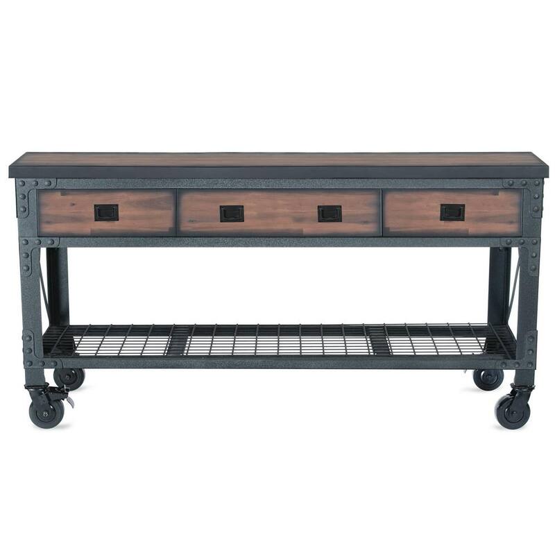 Duramax Building Products 72 pulgadas de ancho x 24 pulgadas de profundidad 3 cajones Rodante Gabinete de banco de trabajo móvil industrial con tapa de madera - 68001