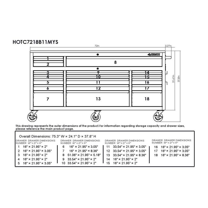Almacenamiento de herramientas Husky 72 pulgadas. G Estándar en color blanco brillante con cajón de herramientas móvil - HOTC7218BJ1M