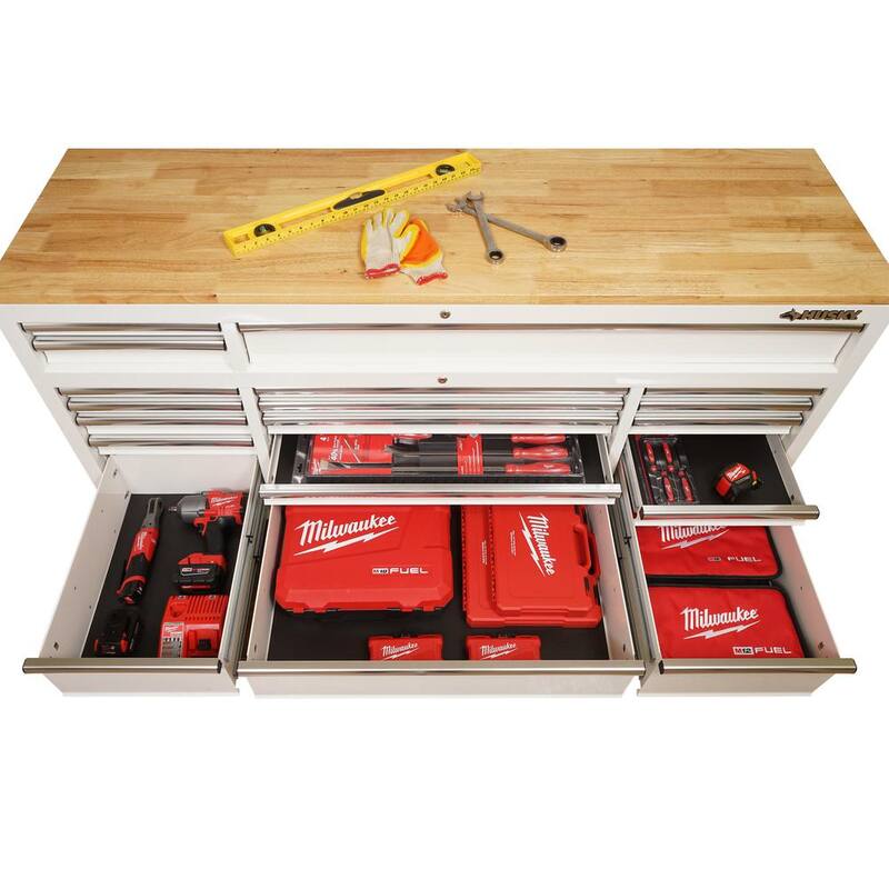 Almacenamiento de herramientas Husky 72 pulgadas. G Estándar en color blanco brillante con cajón de herramientas móvil - HOTC7218BJ1M