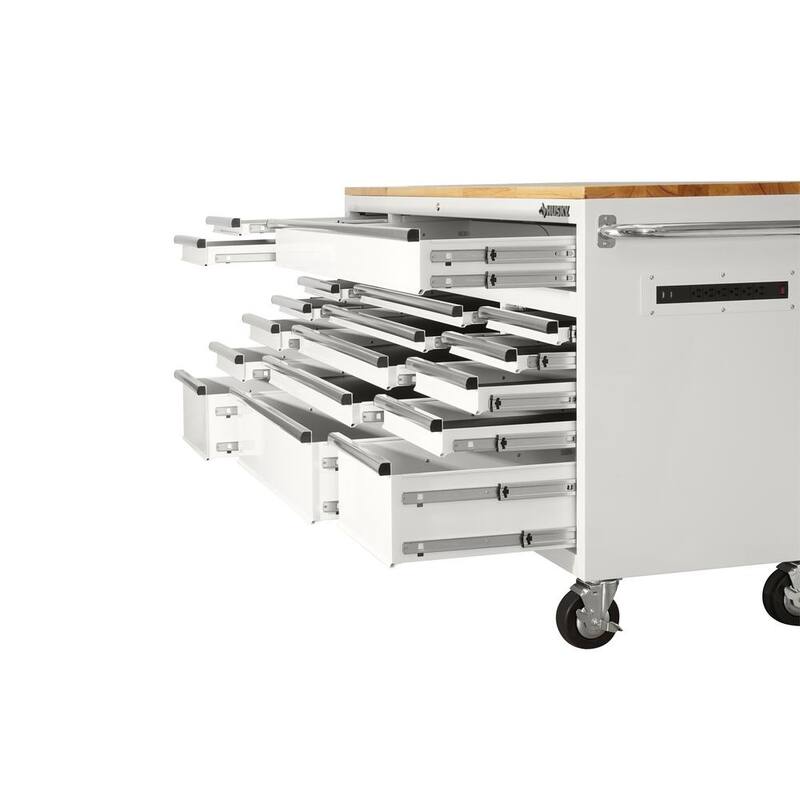 Almacenamiento de herramientas Husky 72 pulgadas. G Estándar en color blanco brillante con cajón de herramientas móvil - HOTC7218BJ1M