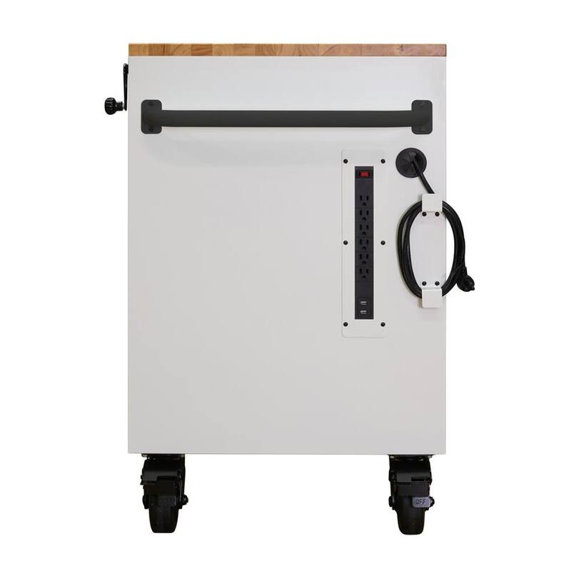 Banco de trabajo móvil de 72 pulgadas de ancho x 24 pulgadas de profundidad con 18 cajones pesados y set de herramientas para mecánicos en blanco mate - H1025TB72WHTCB