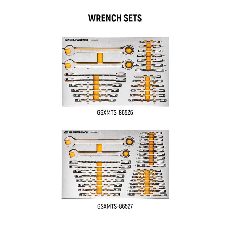 El titulo traducido sería: GEARWRENCH MEGAMOD 52 pulgadas de ancho x 18 pulgadas de profundidad 11 cajones Gabinete banco de trabajo móvil con juego de herramientas para mecánicos profesionales en bandejas de espuma - MEGAMOD1024