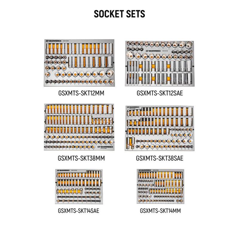 El titulo traducido sería: GEARWRENCH MEGAMOD 52 pulgadas de ancho x 18 pulgadas de profundidad 11 cajones Gabinete banco de trabajo móvil con juego de herramientas para mecánicos profesionales en bandejas de espuma - MEGAMOD1024