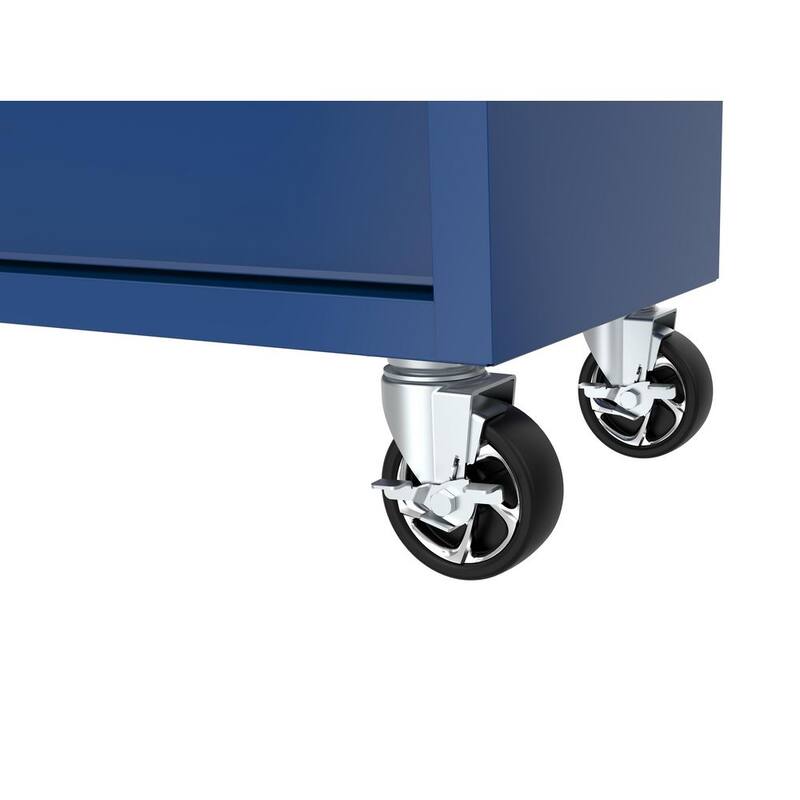 Gabinete de trabajo móvil Husky de almacenamiento de herramientas de 46 pulgadas de ancho por 18 pulgadas de profundidad en color azul brillante - H46X18MWC9BLU.