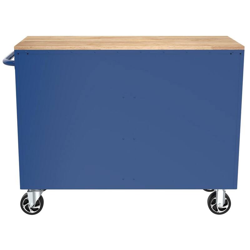 Gabinete de trabajo móvil Husky de almacenamiento de herramientas de 46 pulgadas de ancho por 18 pulgadas de profundidad en color azul brillante - H46X18MWC9BLU.