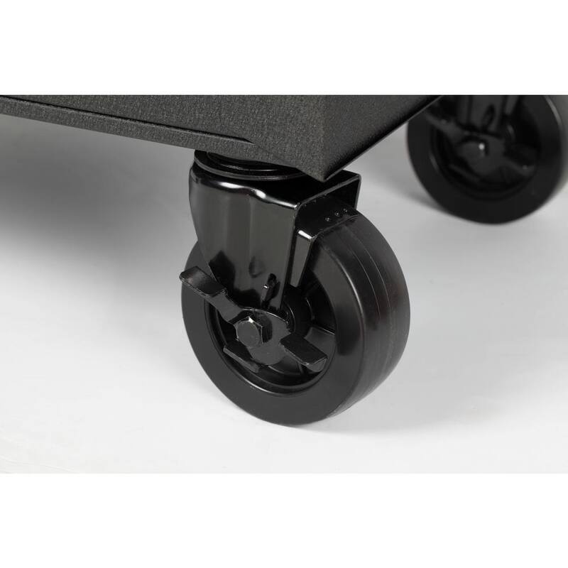 Banco de trabajo móvil con 12 cajones y parte superior de madera sólida en negro brillante de Husky 66 pulg. de ancho x 24 pulg. de profundidad - 76812A24
