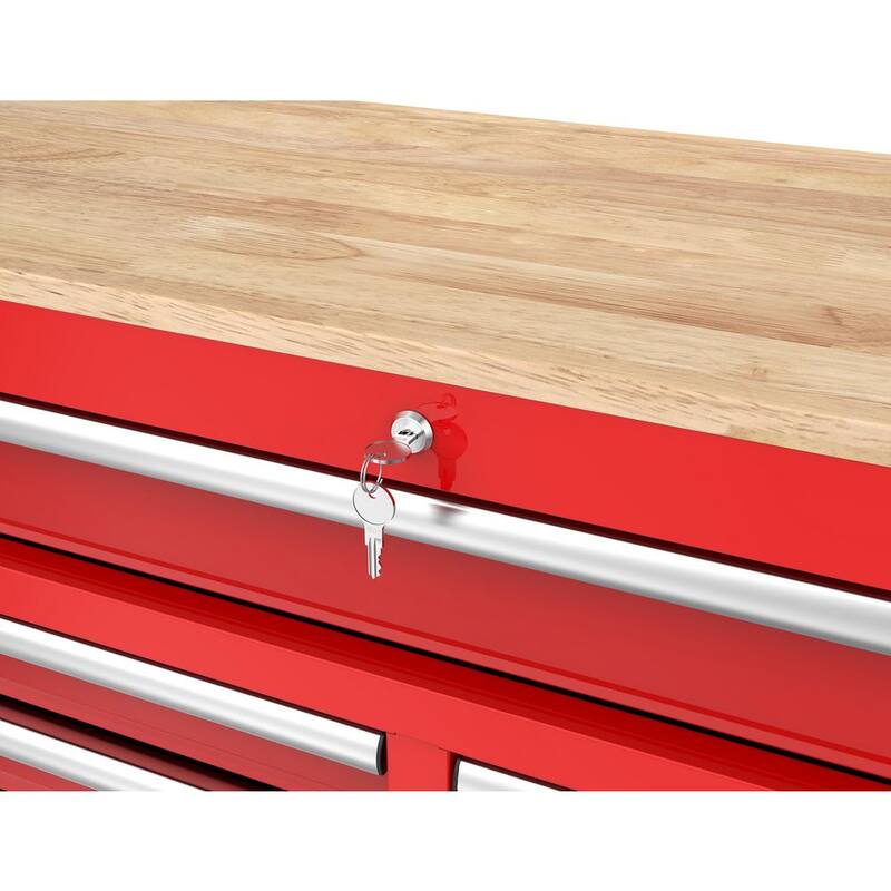 Almacenamiento de herramientas Husky 46 pulgadas de ancho x 18 pulgadas de profundidad Gabinete de banco de trabajo móvil color rojo brillante - H46X18MWC9RED.