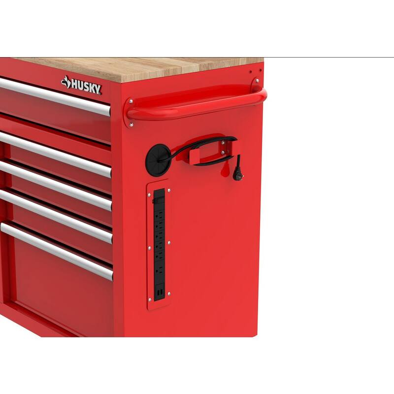 Almacenamiento de herramientas Husky 46 pulgadas de ancho x 18 pulgadas de profundidad Gabinete de banco de trabajo móvil color rojo brillante - H46X18MWC9RED.