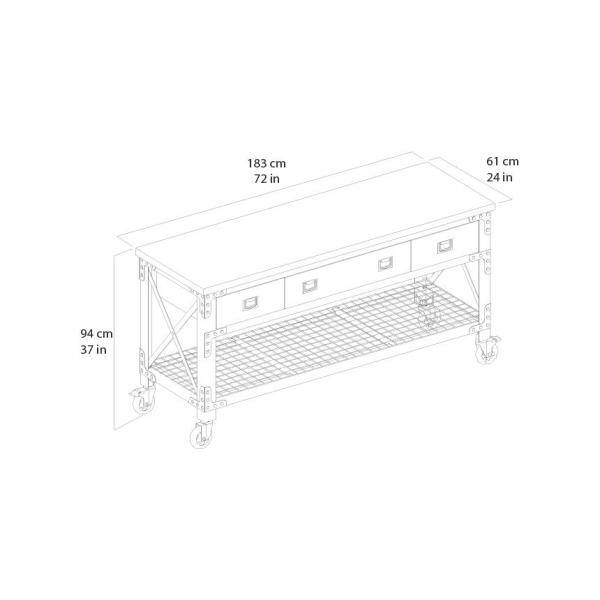 Duramax Building Products 72 pulgadas de ancho x 24 pulgadas de profundidad 3 cajones rodantes banco de trabajo industrial con tapa de madera, espresso envejecido - 68001E