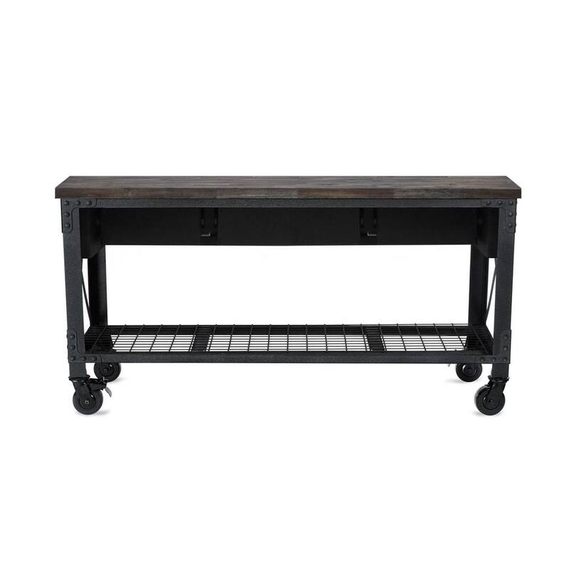 Duramax Building Products 72 pulgadas de ancho x 24 pulgadas de profundidad 3 cajones rodantes banco de trabajo industrial con tapa de madera, espresso envejecido - 68001E