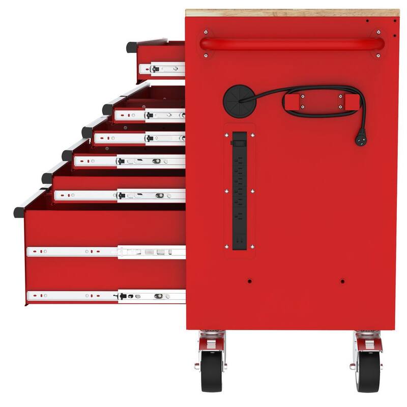 Gabinete de banco de trabajo móvil Husky Modular Tool Storage de 52 pulgadas de ancho x 20 pulgadas de profundidad en rojo de servicio estándar - H52MWC10MODRED