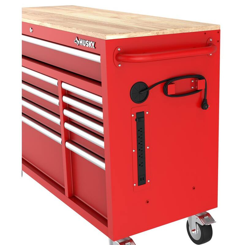 Gabinete de banco de trabajo móvil Husky Modular Tool Storage de 52 pulgadas de ancho x 20 pulgadas de profundidad en rojo de servicio estándar - H52MWC10MODRED