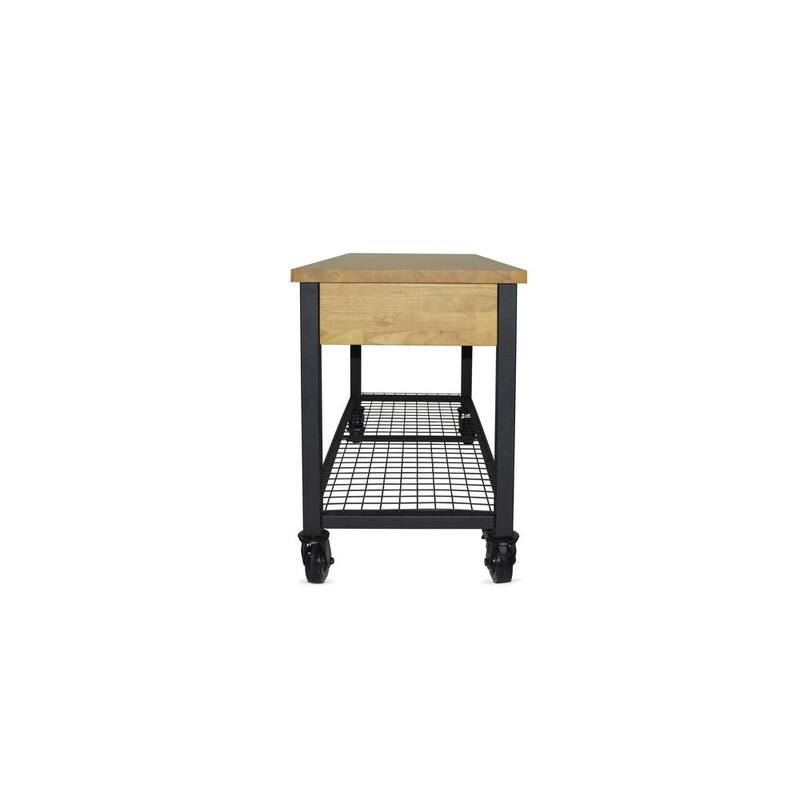DURAMAX Rove 62 pulgadas de ancho x 24 pulgadas de profundidad 3 cajones de arce de goma banco de trabajo móvil de rubberwood con tapa de madera sólida - 68004