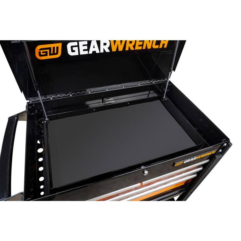 CARRO DE UTILIDAD DE 4 CAJONES DE ACERO NEGRO Y NARANJA DE 33 PULGADAS GEARWRENCH GSX CON ALMACENAMIENTO SUPERIOR E INFERIOR Y SOPORTE PARA HERRAMIENTAS ELÉCTRICAS OPCIONAL - 83168