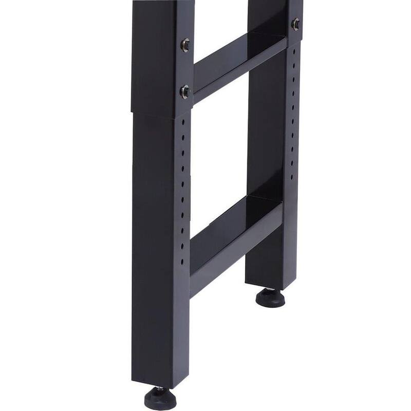 Banco de trabajo de altura ajustable de 6 pies con superficie de madera maciza en negro para sistema de almacenamiento de garaje de acero listo para ensamblar - G7200S-US