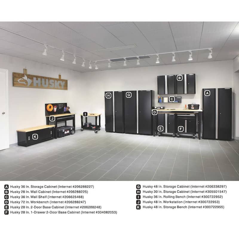 Banco de trabajo de altura ajustable de 6 pies con superficie de madera maciza en negro para sistema de almacenamiento de garaje de acero listo para ensamblar - G7200S-US