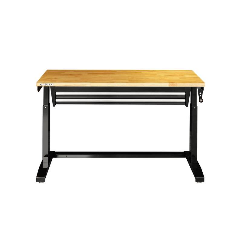 Mesa de trabajo ajustable en altura de 46 pulgadas de almacenamiento de herramientas Husky en color negro con 2 cajones - HOLT4602B12