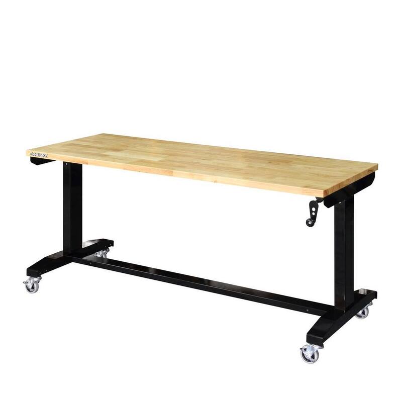 Mesa de trabajo con base de madera maciza y altura ajustable de 62 pulgadas de ancho por 24 pulgadas de profundidad en color negro - HOLT62XDB12