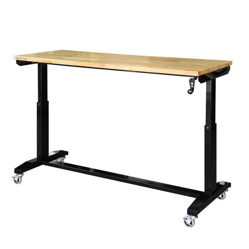 Mesa de trabajo con base de madera maciza y altura ajustable de 62 pulgadas de ancho por 24 pulgadas de profundidad en color negro - HOLT62XDB12