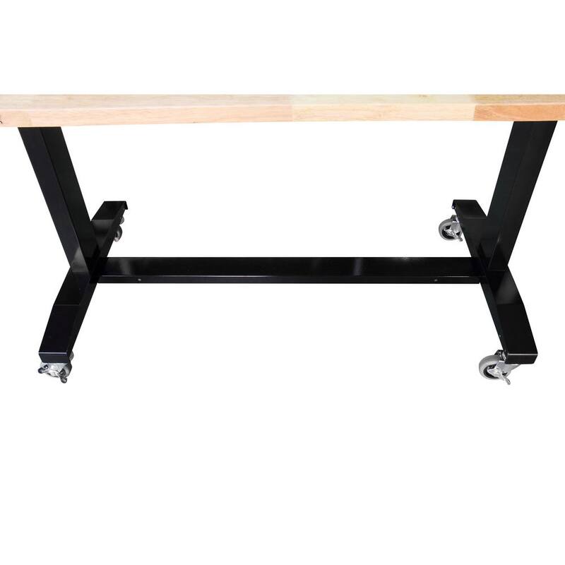 Mesa de trabajo con base de madera maciza y altura ajustable de 62 pulgadas de ancho por 24 pulgadas de profundidad en color negro - HOLT62XDB12