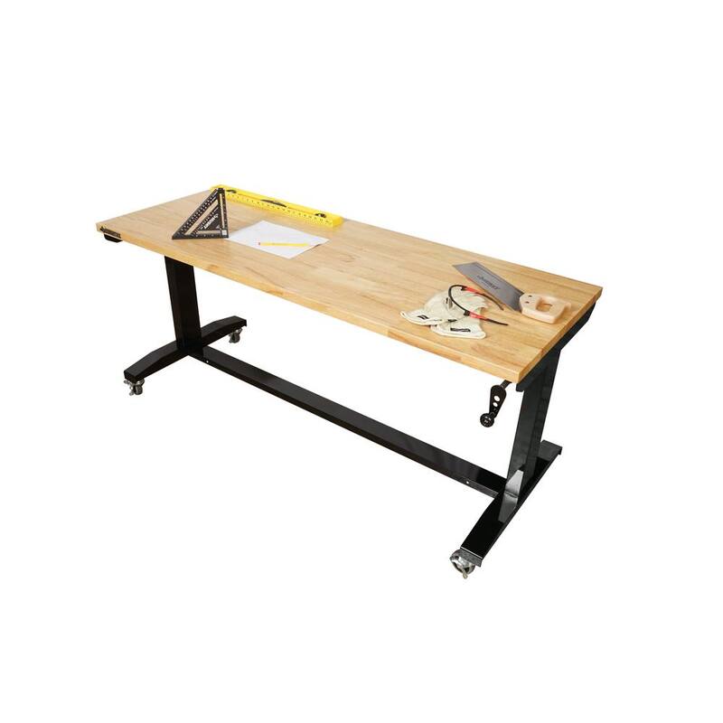 Mesa de trabajo con base de madera maciza y altura ajustable de 62 pulgadas de ancho por 24 pulgadas de profundidad en color negro - HOLT62XDB12