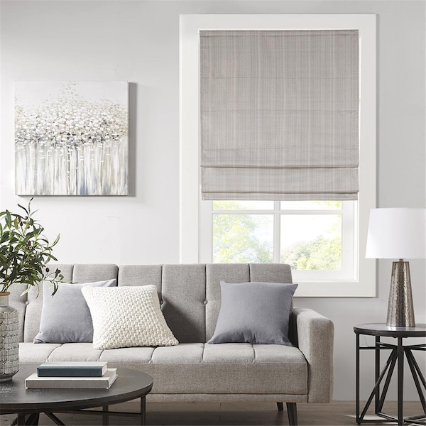Madison Park Taupe 100 Percent Polyester Basketweave Room Darkening Cordless Roman Shade Panel - MP40-7325