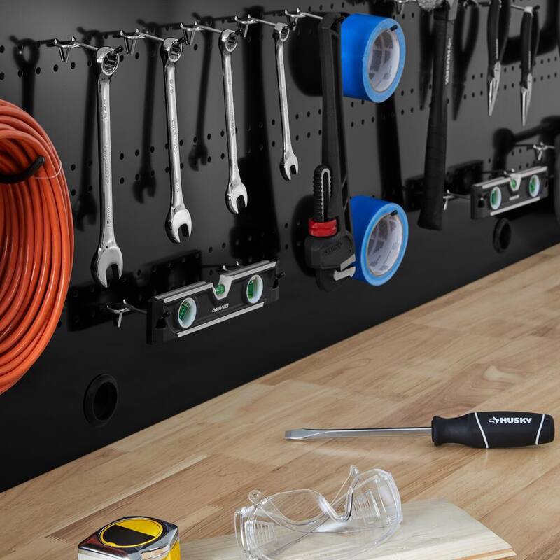 Banco de trabajo de 8 pies con tapa de madera maciza en color negro listo para armar con panel perforado y 3 cajones - G9603S-US