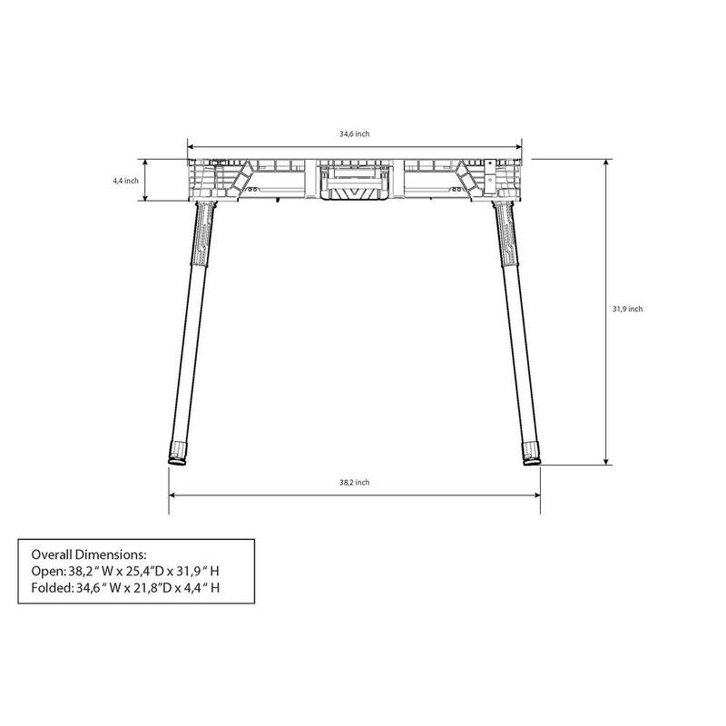 Mesa de trabajo portátil resistente y ligera para sitio de trabajo Husky con patas de metal pesado 1.8 pies x 3 pies - 224317