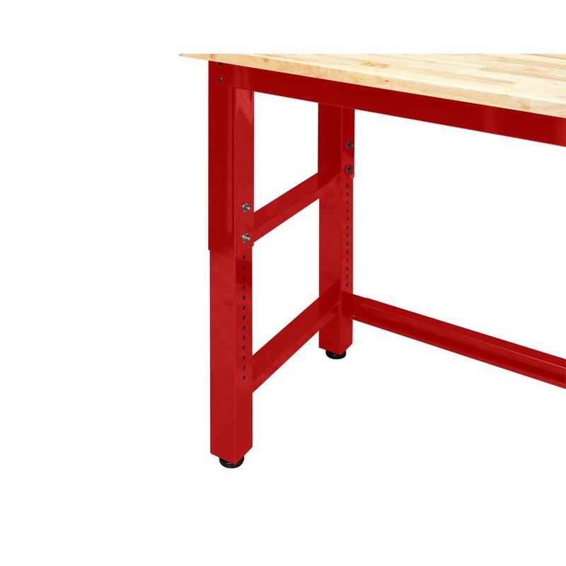 Mesa de trabajo Husky de 6 pies con altura ajustable y cubierta de madera sólida en color rojo para el sistema de almacenamiento de garaje de acero listo para armar - G7200SR-US