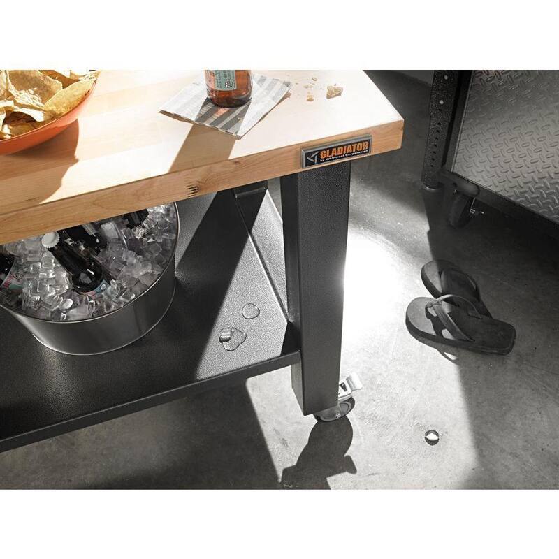 Banco de trabajo móvil Gladiator de 3 pies con parte superior de madera dura - GAMW36HWEG