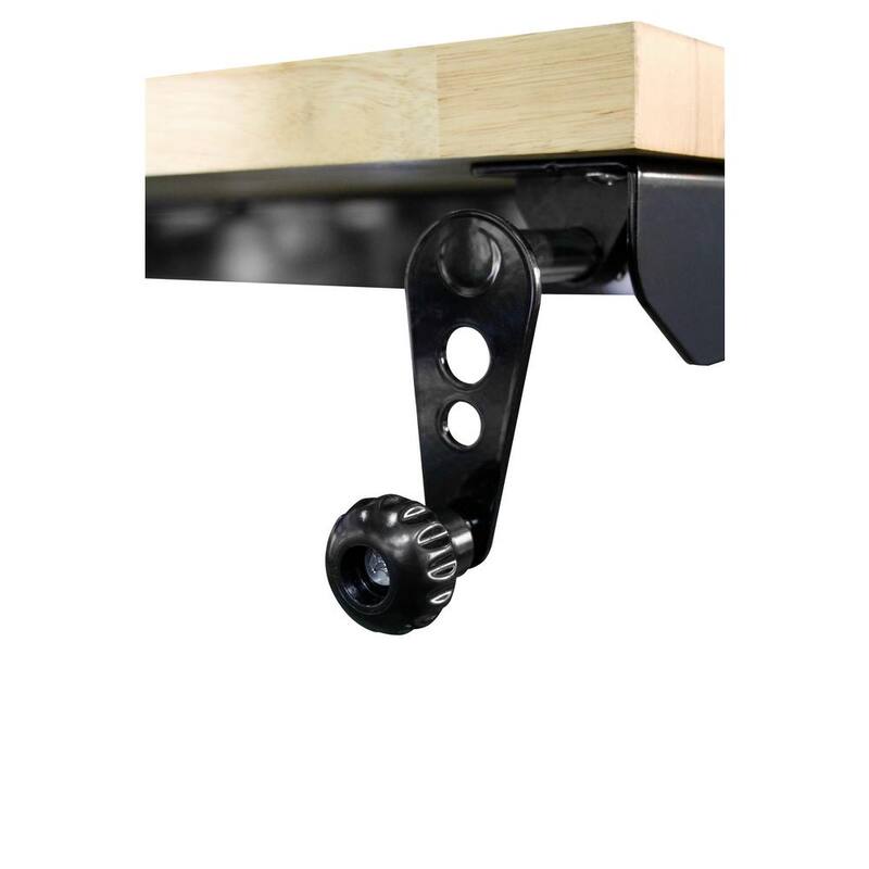 Mesa de trabajo negra Husky de 46 pulgadas de ancho por 24 pulgadas de profundidad con altura ajustable y parte superior de madera sólida - HOLT46XDB12