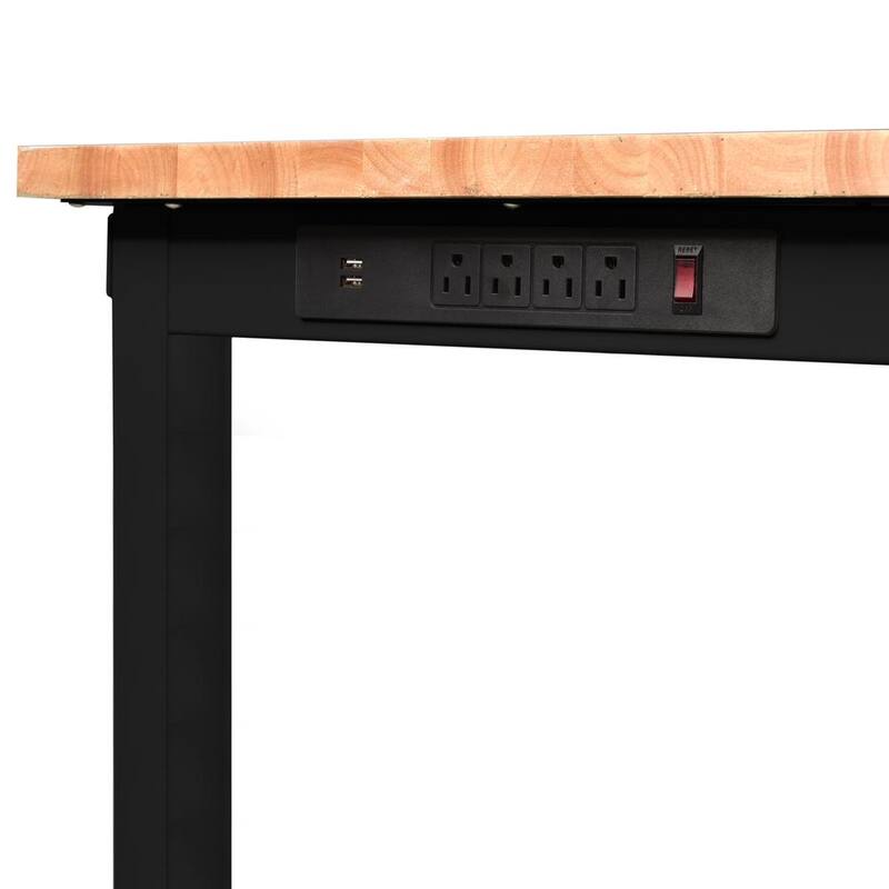 Mesa de trabajo con parte superior de madera ajustable de altura de 48 pulgadas de ancho por 20 pulgadas de profundidad en color negro - CT-4FT-GS