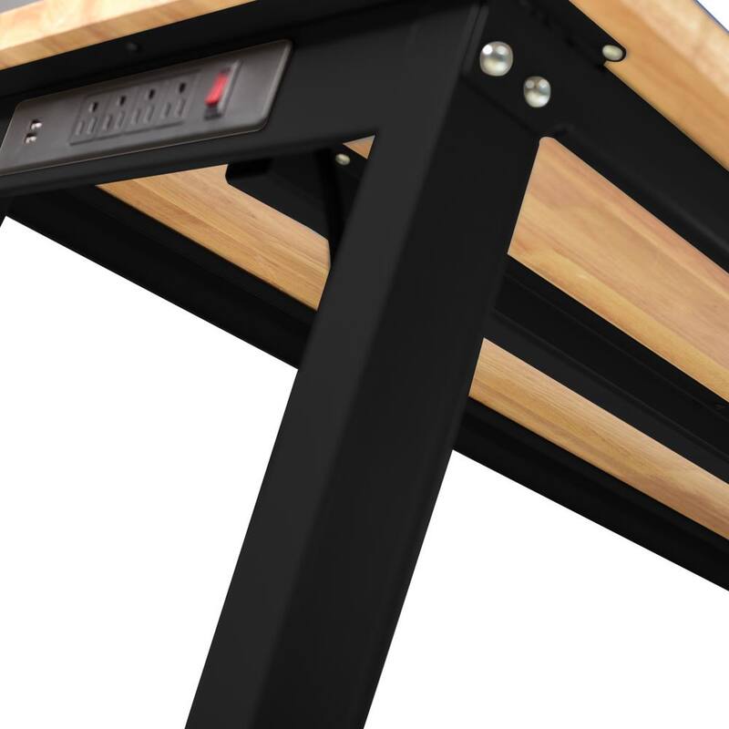 Mesa de trabajo con parte superior de madera ajustable de altura de 48 pulgadas de ancho por 20 pulgadas de profundidad en color negro - CT-4FT-GS