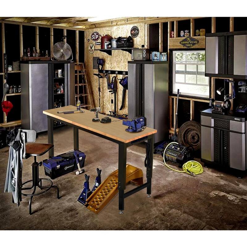 Mesa de trabajo con parte superior de madera ajustable de altura de 48 pulgadas de ancho por 20 pulgadas de profundidad en color negro - CT-4FT-GS