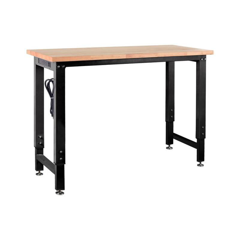 Mesa de trabajo con parte superior de madera ajustable de altura de 48 pulgadas de ancho por 20 pulgadas de profundidad en color negro - CT-4FT-GS