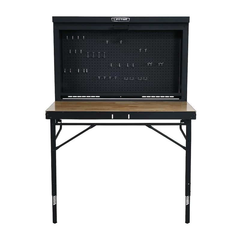 Mesa de trabajo plegable montada en la pared de Lifetime de 47 in. de largo x 31 in. de ancho x 60.5 - 71.5 in. de alto - 80421