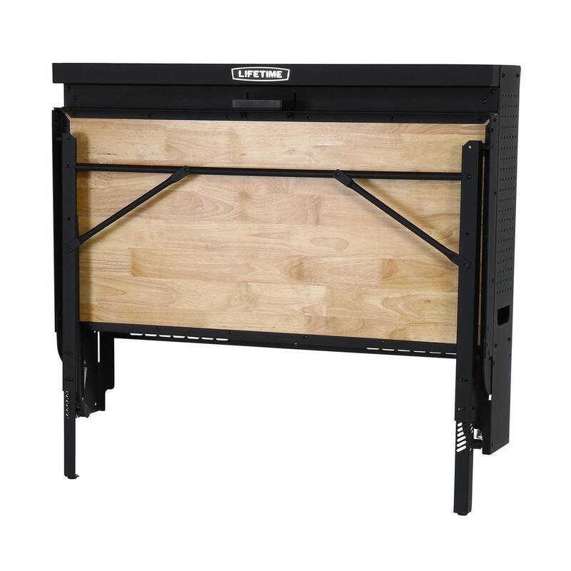 Mesa de trabajo plegable montada en la pared de Lifetime de 47 in. de largo x 31 in. de ancho x 60.5 - 71.5 in. de alto - 80421