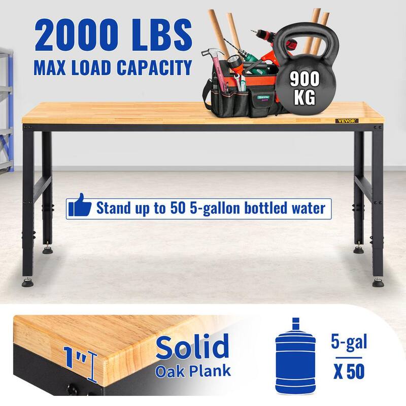 Banco de trabajo ajustable con altura de 48 pulgadas de ancho x 20 pulgadas de profundidad con capacidad de 2000 lbs. - SMKDJGZTBDLZM49YLV1-805