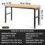 Mesa de trabajo ajustable de 61 pulgadas de ancho x 20 pulgadas de profundidad con capacidad de carga de 2000 libras y toma de corriente - SMKDJGZTBDLZMOAL4V1-805