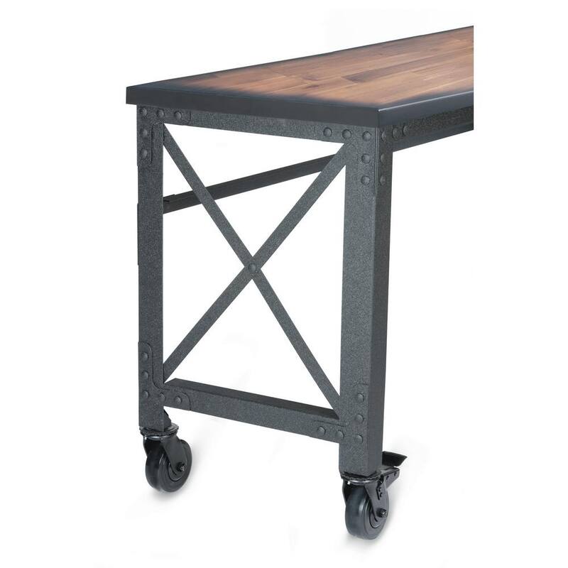 Mesa de trabajo industrial rodante Duramax Building Products de 62 pulgadas de ancho x 24 pulgadas de profundidad con superficie de madera sólida - 68021